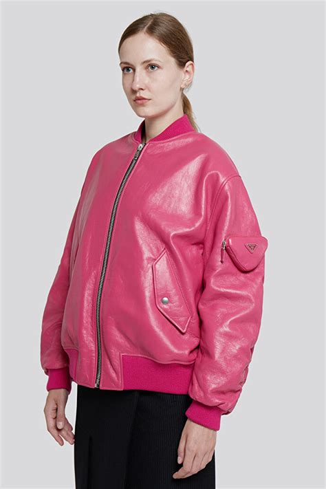 prada leather jacket|pink prada bomber jacket.